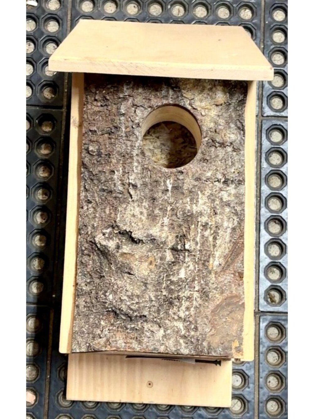 Birdgazer Bark Faced Screech Owl House Nesting Box Reclaimed Wood 22"